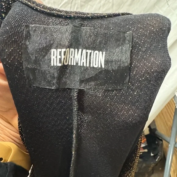 Reformation Metallic Black and Gold Maxi  Knit Dress Small - Picture 10 of 14